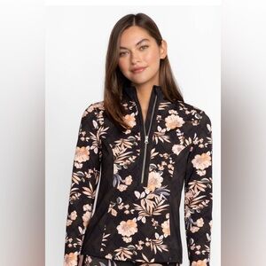 Johnny Was Active Nido Blocked Half-Zip Floral Pullover Top – Size L (EUC)